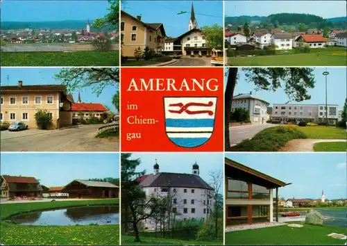 Ansichtskarte Amerang Kirche, Panorama, Wohnhäuser, Schloss 1982