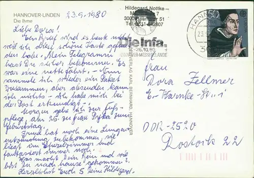 Ansichtskarte Hannover Die Ihme, Fähre 1980