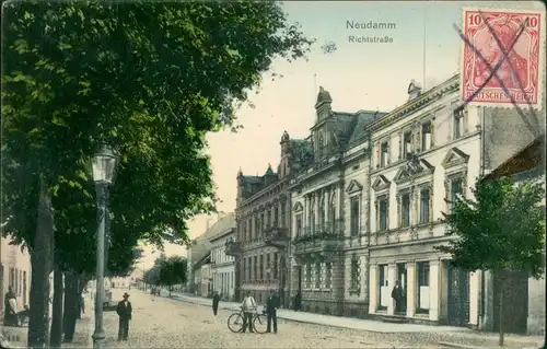Postcard Neudamm (Neumark) Dębno Richtstraße Myśliborski (Kreis Soldin) 1910