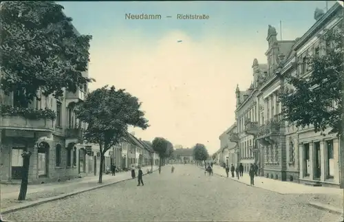 Postcard Neudamm (Neumark) Dębno Richtstraße Myśliborski (Kreis Soldin) 1918