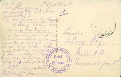 Postcard Neudamm (Neumark) Dębno Richtstraße Myśliborski (Kreis Soldin) 1918