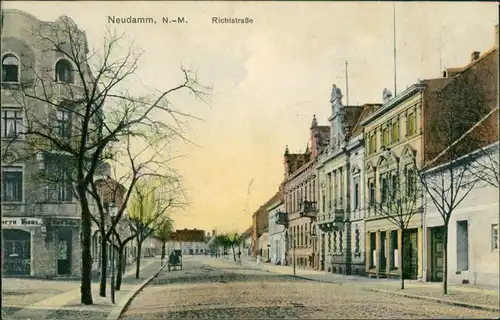 Postcard Neudamm (Neumark) Dębno Richtstraße Myśliborski (Kreis Soldin)  1911