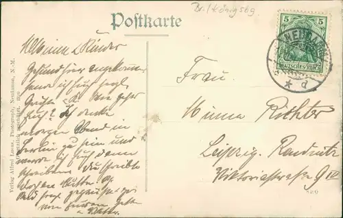 Postcard Neudamm (Neumark) Dębno Richtstraße Myśliborski (Kreis Soldin)  1911