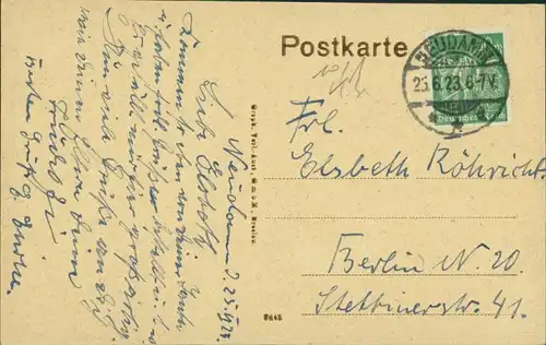 Postcard Neudamm (Neumark) Dębno Soldiner Straße Myśliborski (Kr Soldin)  1923