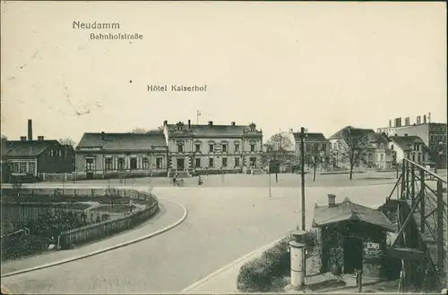 Postcard Neudamm (Neumark) Dębno Bahnhofstraße Myśliborski (Kreis Soldin)  1918