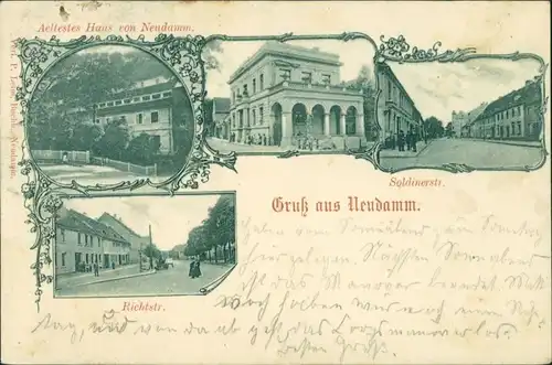 Postcard Neudamm (Neumark) Dębno   Richtstraße Myśliborski (Kreis Soldin)  1899