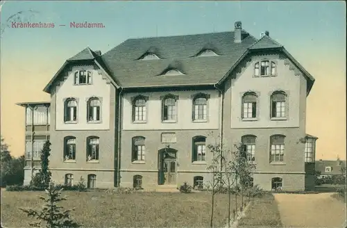 Postcard Neudamm (Neumark) Dębno Krankenhaus Myśliborski (Kreis Soldin)  1914