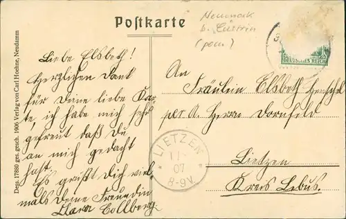 Postcard Neudamm (Neumark) Dębno Wilhelmstraße Myśliborski (Kreis Soldin)  1915