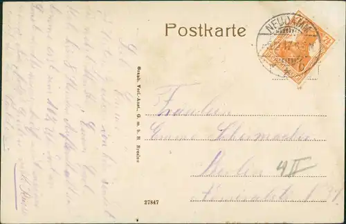 Postcard Neudamm (Neumark) Dębno Wilhelmstraße Myśliborski (Kreis Soldin)  1917