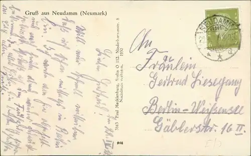 Postcard Neudamm (Neumark) Dębno Gartenstraße Myślibórz (Soldin) 1932