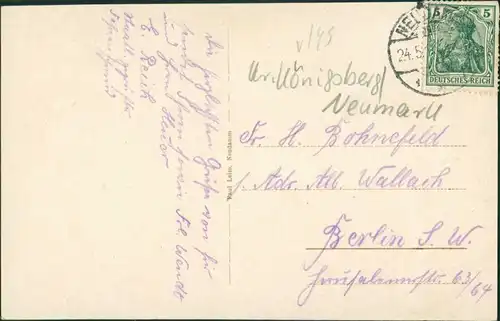 Postcard Neudamm (Neumark) Dębno   Soldiner Straße Myślibórz (Soldin)  1914