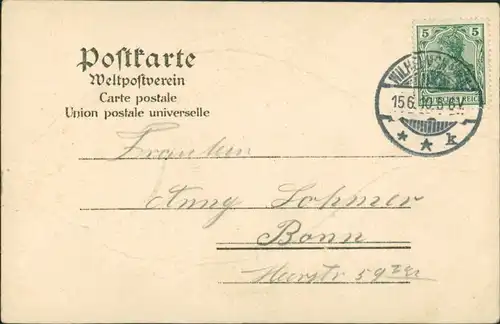Wilhelmshaven Fisch-Litho: Kaiserl. Deckoffizier Schule 1910 Prägekarte