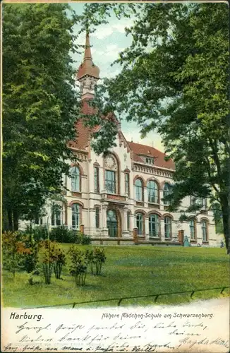Ansichtskarte Harburg-Hamburg Höhere Mädchenschule Schwarzeberg 1903 