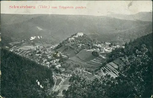 Ansichtskarte Schwarzburg Stadt vom Trippstein gesehen 1912 