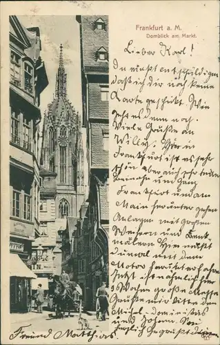 Ansichtskarte Frankfurt am Main Geschäfte - Domblick u. Markt 1905 