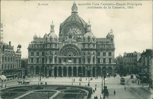 Postkaart Antwerpen Anvers Hauptbahnhof 1911 