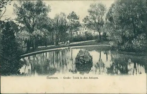 Ansichtskarte Barmen-Wuppertal Großer Teich in den Anlagen 1909 