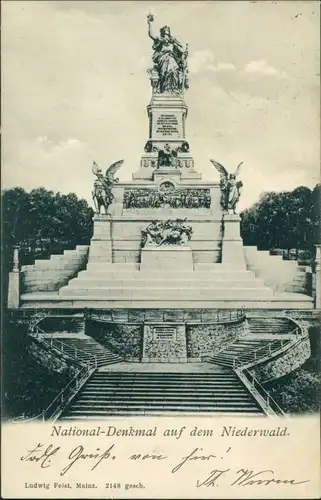 Ansichtskarte Rüdesheim (Rhein) National-Denkmal / Niederwalddenkmal 1907