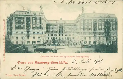 Eimsbüttel-Hamburg Gebäude des Bau- und Sparvereins Stellingerweg 1901 