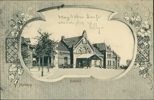 Ansichtskarte Harburg-Hamburg Partie am Bahnhof 1903