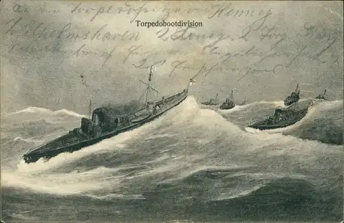 Ansichtskarte Militaria WK 1 Torpedobootdivision g1908 
