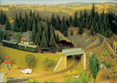 Ansichtskarte  Modelleisenbahn schmalspurig durchs Mittelgebirge 1995
