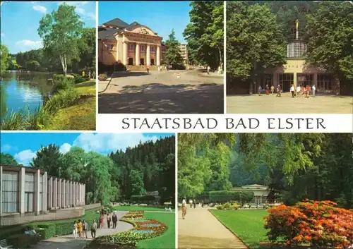 Bad Elster Wandelhalle Gondelteich, Kurtheater, Marienquelle, HO-Badecafé g1981