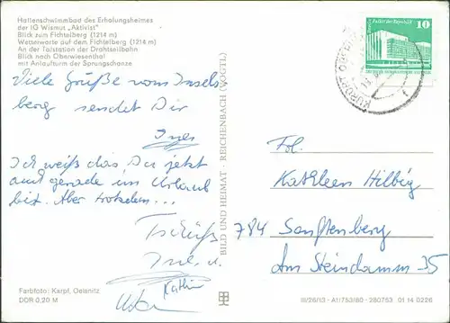 Oberwiesenthal Schwimmbad, Wetterwarte, Drahtseilbahn, Sprungschanze 1980