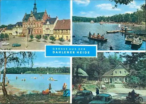 Dahlen Rathaus Dahlen, Waldbad Schmannewitz, Dammühlenteich, Hospitalhütte 1973