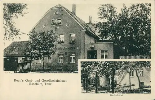 Ansichtskarte Roschütz-Gera Koch's Gast- und Gesellschaftshaus 1924