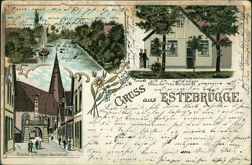 Ansichtskarte Litho AK Estebrügge-Jork Litho AK: Straße, Kanal, etc 1900 