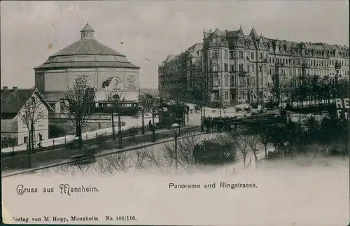 Ansichtskarte Mannheim Panorama und Ringstraße 1906 