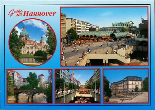 Ansichtskarte Hannover Neues Rathaus, Kröpcke, Brücke 1995