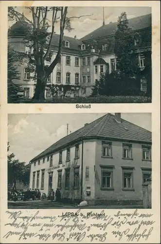 Ansichtskarte Lipsa-Hermsdorf (Niederlausitz) Schloss Gasthaus Guteborn 1935