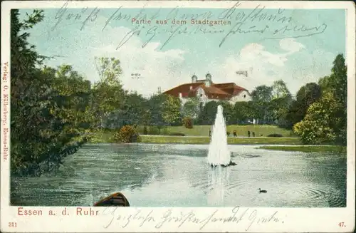 Ansichtskarte Südviertel-Essen (Ruhr) Partie aus dem Stadtgarten 1910 