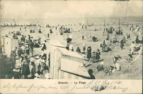 Postkaart Ostende Oostende Partie am Strand - Kabinen 1904 