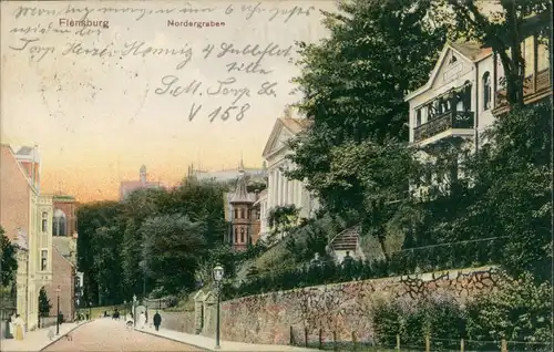 Ansichtskarte Flensburg Nordergraben - Straße 1909 