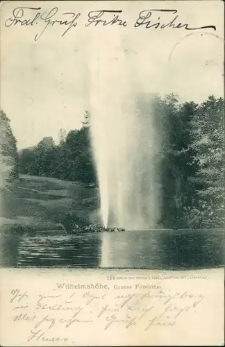 Ansichtskarte Bad Wilhelmshöhe-Kassel Cassel Grosse Fontäne 1904 