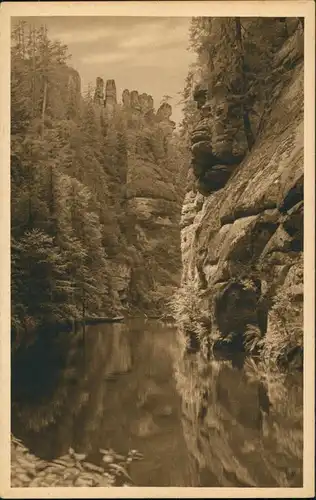Ansichtskarte Bad Schandau Sächsische Schweiz - Affensteine, Fluss 1929