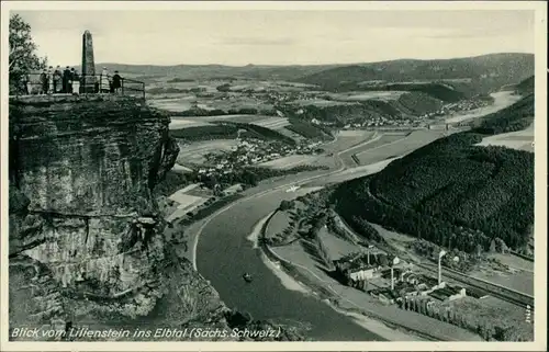 Ansichtskarte .Sachsen Blick vom Lilienstein ins Elbtal 1934
