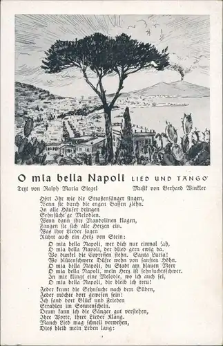 Ansichtskarte  Liedkarte: O mia bella Napoli (Tango von Gerhard Winkler) 1940