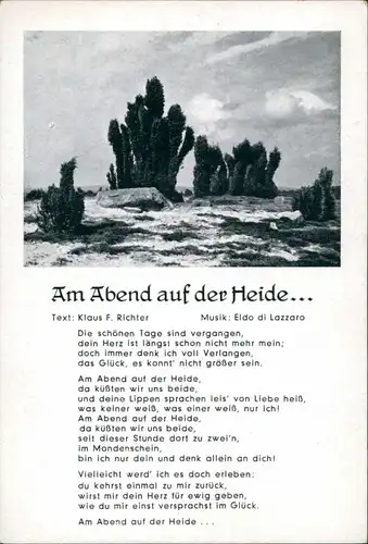Ansichtskarte  Liedkarte: Am Abend auf der Heide… - Klaus F. Richter 1940