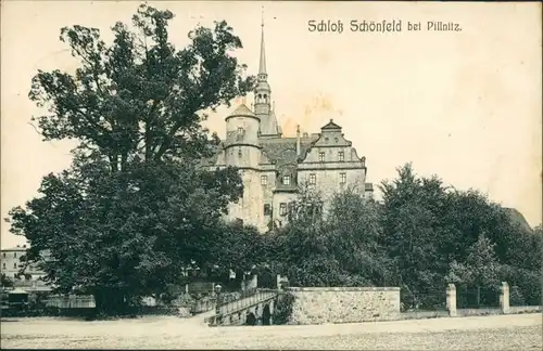 Ansichtskarte Schönfeld - Weißig-Dresden Partie am Schloß Schönfeld 1908 