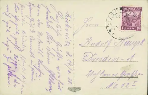 Postcard Zirkowitz Církvice Panorama-Ansicht 1930