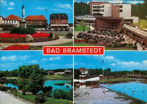Ansichtskarte Bad Bramstedt Denkmal, Konzertplatz, Freibad, See 1989