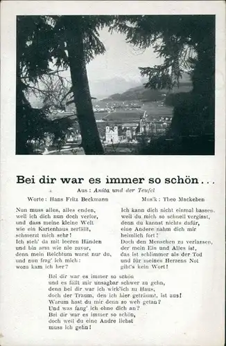 Ansichtskarte  Liedkarten - Bei dir war es immer so schön 1940