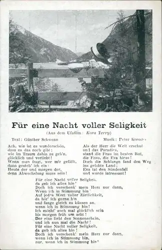 Ansichtskarte  Liedkarten - Für eine Nacht voller Seligkeit 1940