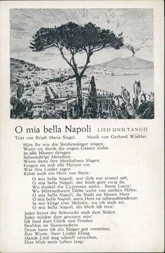 Ansichtskarte  Liedkarte: O mia bella Napoli (Tango von Gerhard Winkler) 1940