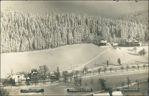 Rehefeld-Altenberg (Erzgebirge) Winterpartie - Jägerhof und Jagdschloß 1929 