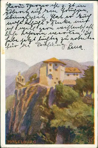 Cartoline Bozen Bolzano Künstlerkarte Haselburg Aquarell 1915